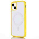 For iPhone 14 Plus 2 in 1 Colorful Frame Transparent Magnetic Phone Case (Yellow) - 1