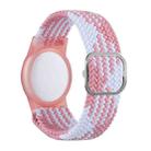 Tracking Locator Nylon Weave Wristband Anti-Lost TPU Case For Apple Airtag(Pink White) - 1