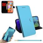 For Galaxy A11 Lmitated Mirror Surface Horizontal Flip Leather Case with Holder & Card Slots & Wallet & Lanyard(Blue) - 1