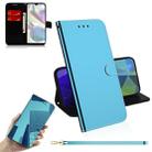 For Galaxy A70e Lmitated Mirror Surface Horizontal Flip Leather Case with Holder & Card Slots & Wallet & Lanyard(Blue) - 1
