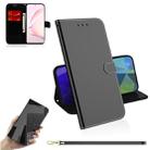 For Galaxy Note 10 Lite / A81 Lmitated Mirror Surface Horizontal Flip Leather Case with Holder & Card Slots & Wallet & Lanyard(Black) - 1