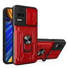 For Xiaomi Poco F4/Redmi K40S Sliding Camshield Card Phone Case(Red) - 1