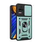 For Xiaomi Poco F4/Redmi K40S Sliding Camera Design TPU + PC Phone Case(Dark Green) - 1