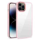 For iPhone 14 Pro 3 in 1 Electroplated Acrylic Phone Case(Pink) - 1