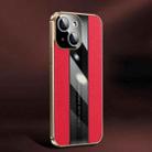 Racing Car Design Leather Electroplating Process Anti-fingerprint Protective Phone Case For iPhone 14(Red) - 1