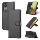 For Xiaomi 12 Lite AZNS Skin Feel Calf Texture Flip Leather Phone Case(Black) - 1