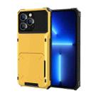 For iPhone 14 Scratch-Resistant Shockproof Heavy Duty Rugged Armor Protective Case with Card Slot (Yellow) - 1