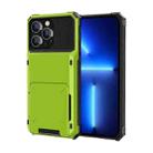 For iPhone 14 Scratch-Resistant Shockproof Heavy Duty Rugged Armor Protective Case with Card Slot (Green) - 1