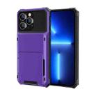 For iPhone 14 Scratch-Resistant Shockproof Heavy Duty Rugged Armor Protective Case with Card Slot (Purple) - 1