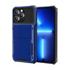 For iPhone 14 Scratch-Resistant Shockproof Heavy Duty Rugged Armor Protective Case with Card Slot (Blue) - 1