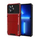 For iPhone 14 Plus Scratch-Resistant Shockproof Heavy Duty Rugged Armor Protective Case with Card Slot (Red) - 1