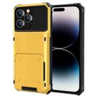 For iPhone 14 Pro Scratch-Resistant Shockproof Heavy Duty Rugged Armor Protective Case with Card Slot(Yellow) - 1