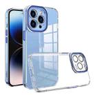 For iPhone 14 Pro Max TPU + Acrylic Transparent Phone Case with Lens Film (Royal Blue) - 1