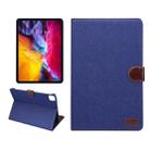 For iPad Pro 11 inch 2020 / 2021 PC + Left And Right Denim Leather Tablet Case Wallet Card Holder With Dormancy(Navy Blue) - 1