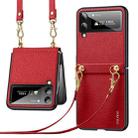 For Samsung Galaxy Z Flip3 5G SULADA Litchi Texture Leather + TPU Phone Case with Strap(Red) - 1