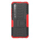 For Xiaomi Mi 10 Tire Texture Shockproof TPU+PC Protective Case with Holder(Red) - 2
