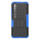 For Xiaomi Mi 10 Tire Texture Shockproof TPU+PC Protective Case with Holder(Blue) - 2