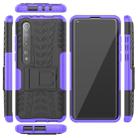 For Xiaomi Mi 10 Tire Texture Shockproof TPU+PC Protective Case with Holder(Purple) - 4