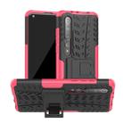 For Xiaomi Mi 10 Tire Texture Shockproof TPU+PC Protective Case with Holder(Rose Red) - 1