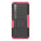 For Xiaomi Mi 10 Tire Texture Shockproof TPU+PC Protective Case with Holder(Rose Red) - 2