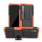 For Xiaomi Mi 10 Tire Texture Shockproof TPU+PC Protective Case with Holder(Orange) - 1