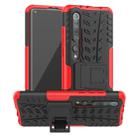 For Xiaomi Mi 10 Pro Tire Texture Shockproof TPU+PC Protective Case with Holder(Red) - 1