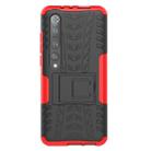 For Xiaomi Mi 10 Pro Tire Texture Shockproof TPU+PC Protective Case with Holder(Red) - 2