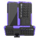 For Xiaomi Mi 10 Pro Tire Texture Shockproof TPU+PC Protective Case with Holder(Purple) - 1