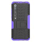 For Xiaomi Mi 10 Pro Tire Texture Shockproof TPU+PC Protective Case with Holder(Purple) - 2
