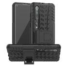 For Xiaomi Mi 10 Pro Tire Texture Shockproof TPU+PC Protective Case with Holder(Black) - 1