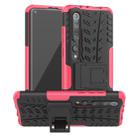 For Xiaomi Mi 10 Pro Tire Texture Shockproof TPU+PC Protective Case with Holder(Rose Red) - 1