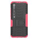 For Xiaomi Mi 10 Pro Tire Texture Shockproof TPU+PC Protective Case with Holder(Rose Red) - 2