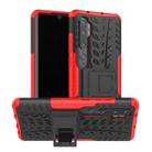 For Xiaomi Mi CC9 Pro Tire Texture Shockproof TPU+PC Protective Case with Holder(Red) - 1