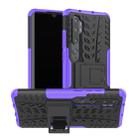 For Xiaomi Mi CC9 Pro Tire Texture Shockproof TPU+PC Protective Case with Holder(Purple) - 1