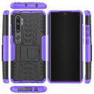 For Xiaomi Mi CC9 Pro Tire Texture Shockproof TPU+PC Protective Case with Holder(Purple) - 4