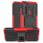 For Xiaomi Redmi Note 8T Tire Texture Shockproof TPU+PC Protective Case with Holder(Red) - 1