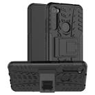 For Xiaomi Redmi Note 8T Tire Texture Shockproof TPU+PC Protective Case with Holder(Black) - 1