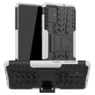 For Galaxy A71 Tire Texture Shockproof TPU+PC Protective Case with Holder(White) - 1