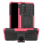 For Galaxy S20 Tire Texture Shockproof TPU+PC Protective Case with Holder(Rose Red) - 1