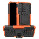 For Galaxy S20 Tire Texture Shockproof TPU+PC Protective Case with Holder(Orange) - 1