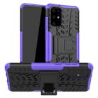 For Galaxy S20+ Tire Texture Shockproof TPU+PC Protective Case with Holder(Purple) - 1