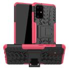 For Galaxy S20+ Tire Texture Shockproof TPU+PC Protective Case with Holder(Rose Red) - 1