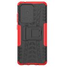 For Galaxy S20 Ultra Tire Texture Shockproof TPU+PC Protective Case with Holder(Red) - 2