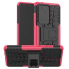 For Galaxy S20 Ultra Tire Texture Shockproof TPU+PC Protective Case with Holder(Rose Red) - 1