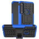 For Motorola One Macro Tire Texture Shockproof TPU+PC Protective Case with Holder(Blue) - 1