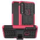 For Motorola One Macro Tire Texture Shockproof TPU+PC Protective Case with Holder(Rose Red) - 1