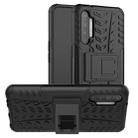 For OPPO Realme XT Tire Texture Shockproof TPU+PC Protective Case with Holder(Black) - 1