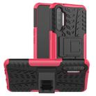 For OPPO Realme XT Tire Texture Shockproof TPU+PC Protective Case with Holder(Rose Red) - 1