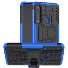 For Motorola G8 Play Tire Texture Shockproof TPU+PC Protective Case with Holder(Blue) - 1