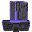 For Motorola G8 Play Tire Texture Shockproof TPU+PC Protective Case with Holder(Purple) - 1